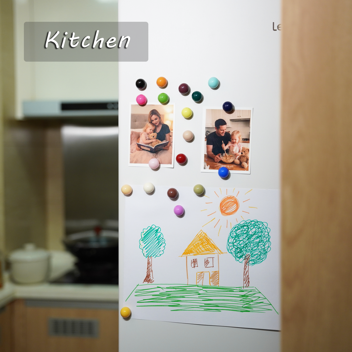 Ball Shaped Little Strong Refrigerator Heavy Duty Magnets 20 Pack - Colorful Mini Magnets for Whiteboard, Locker, Calendar, School, Kitchen - Cute Glossy Resin Magnets for Notes, Photos,Organizing